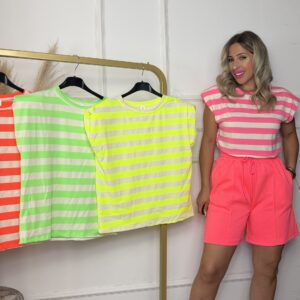 Camiseta rayas anchas flúor