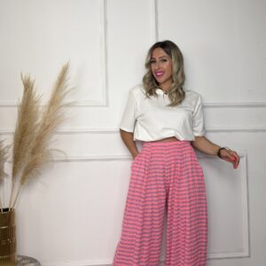 Pantalón Vichy rosa fluorescente