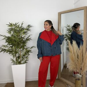 Gabardina Vichy azul marina